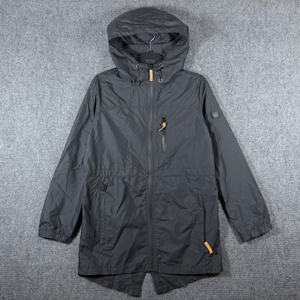 Tentree Parka Hood Recycled Polyester Zip Up Rain Jacket Black Mens Size Small